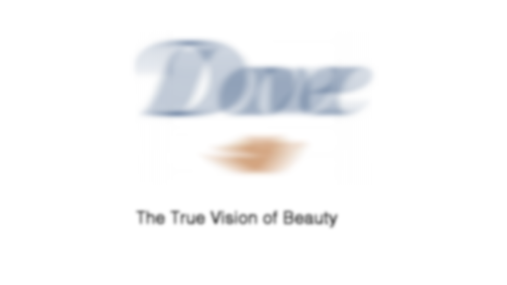 A blurry image of the Dove logo